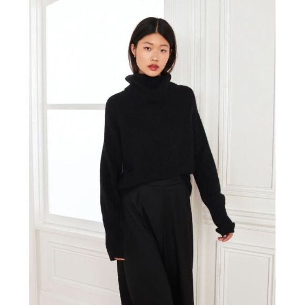Quince Black Cowl Neck Sweater